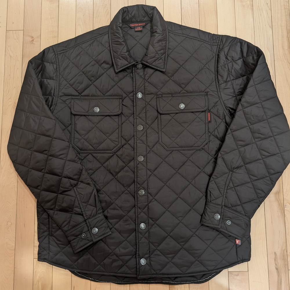 Men's Black Quilted Shirt Jacket